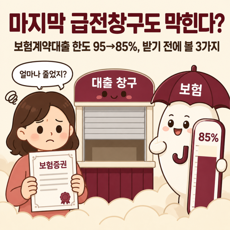 "마지막 급전창구도 막힌다?" 보험계약대출 한도 95→85%, 받기 전에 볼 3가지