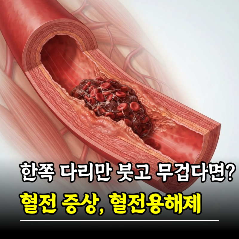 한쪽 다리만 붓고 무겁다면? 혈전 증상 원인 혈전용해제 종류