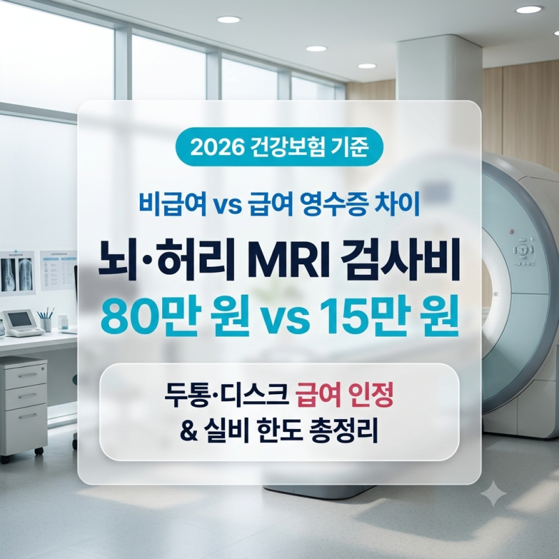 [2026] 뇌·허리 MRI 비용 비급여 vs 건강보험 차이: 두통·디스크 급여 기준과 실비 청구 팁