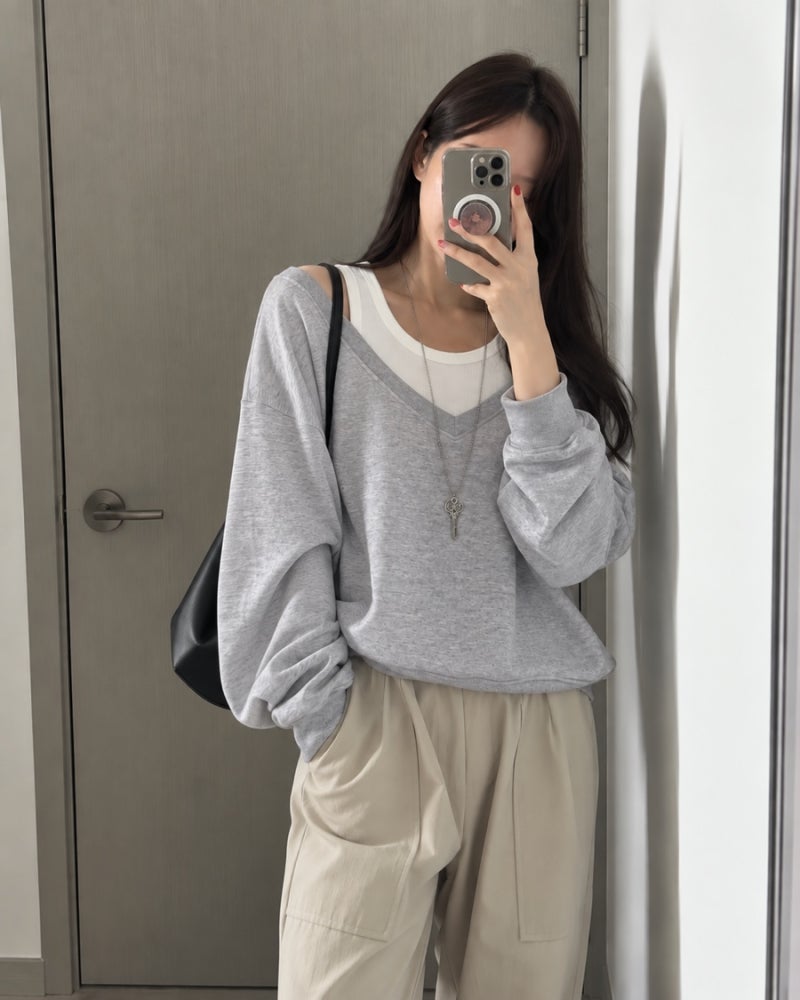 데일리 가을 기본 맨투맨 추천 과하지않은 브이넥으로 데일리템으로 강추!