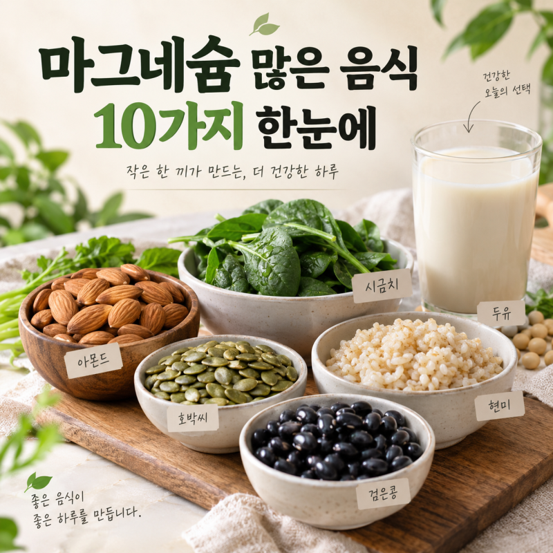 마그네슘 많은 음식 10가지 하루 권장량부터 먹는 법까지