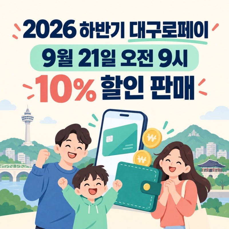 2026 대구로페이 9월 구매방법·사용처, 30만원 충전하면 3만원 할인