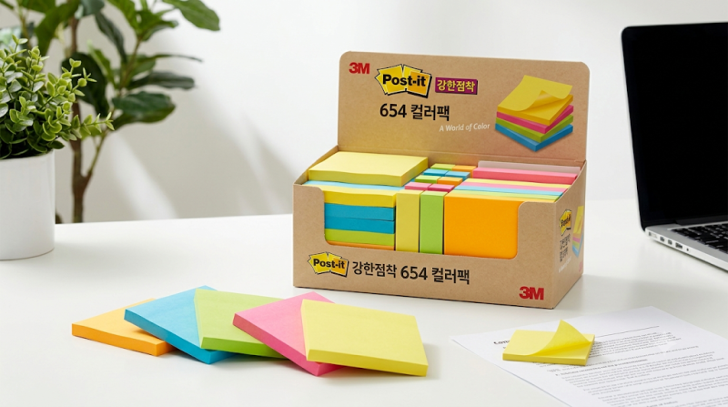 3M 포스트잇 강한점착 노트 654 컬러팩 스펙 정리 (76x76mm, 450매)