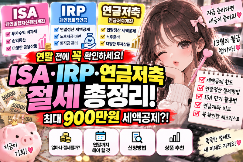 2026 ISA·IRP·연금저축 총정리｜연말정산 세액공제·납입한도·절세방법·ISA 만기까지 한눈에