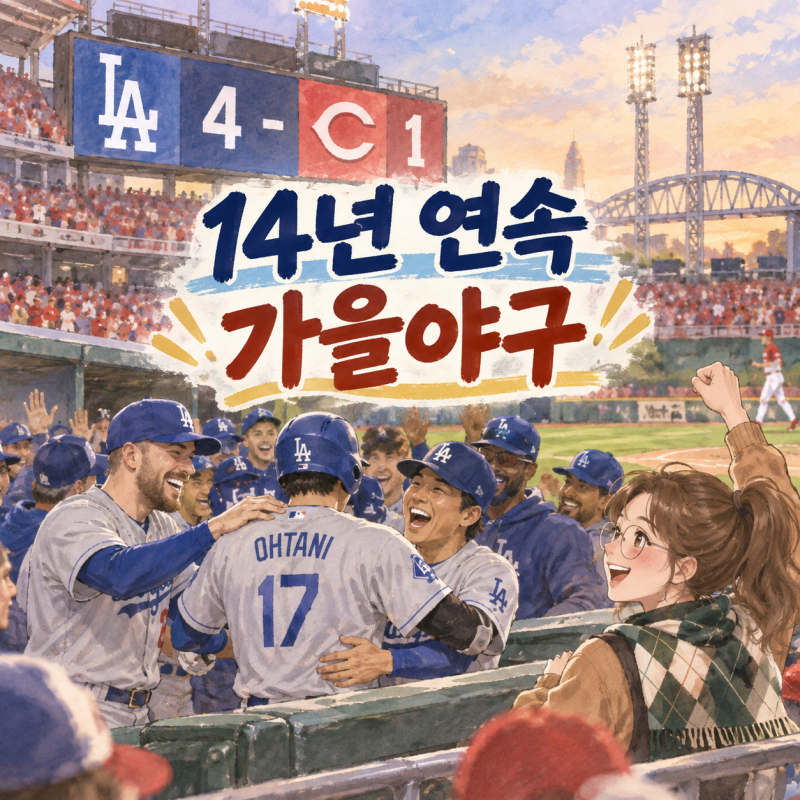 LA 다저스, 신시내티에 4-1 승리...14년 연속 포스트시즌 진출 확정