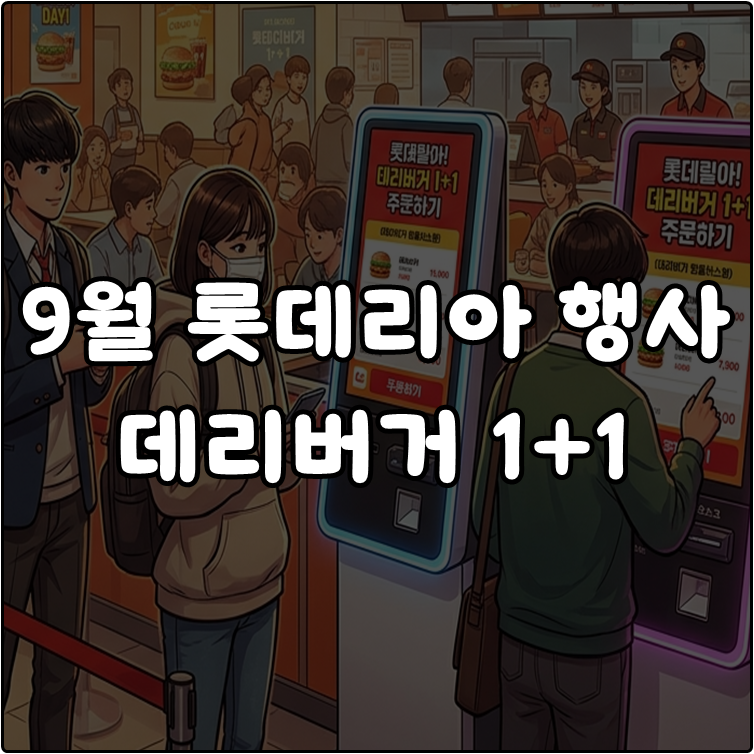 롯데리아 9월 행사 데리버거 1+1 리아데이 리아불고기레드 할인쿠폰 리아스낵타임
