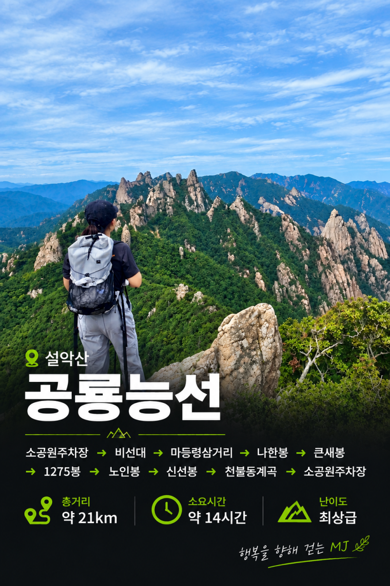 [강원도 설악산] 최상난이도 설악산 공룡능선 일출산행 마등령코스 (소공원주차장-비선대-마....