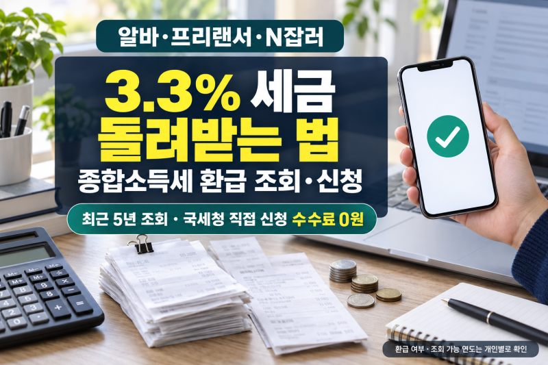 '3.3% 세금 돌려받는 법' 종합소득세 환급금 조회 신청방법 총정리(+최근 5년치)