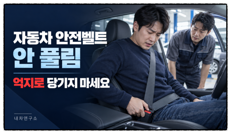 자동차 안전벨트 안 풀림, 버튼 눌러도 빠지지 않으면 억지로 당기지 마세요