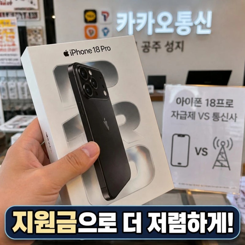 아이폰18프로 자급제VS통신사 개통 고민 이시라면! 고민 단번에 해결! 공주 성지 카카오통신