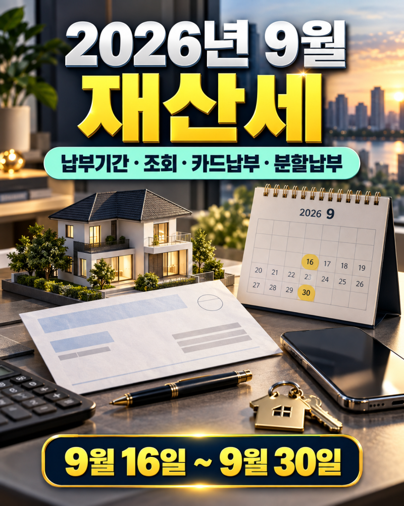 2026년 9월 재산세 납부기간 위택스 조회 카드납부 분할납부