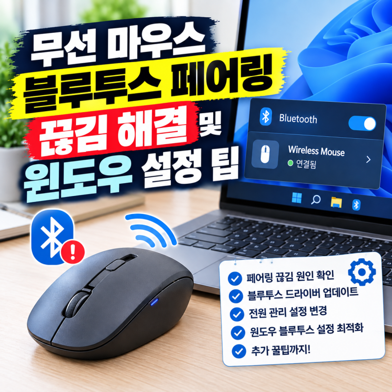 무선 마우스 블루투스 페어링 끊김 해결 및 윈도우 설정 팁