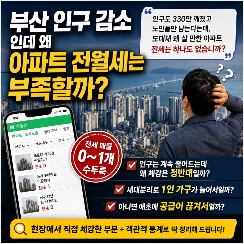 부산 인구 감소 인데 왜 아파트 전월세는 부족할까?