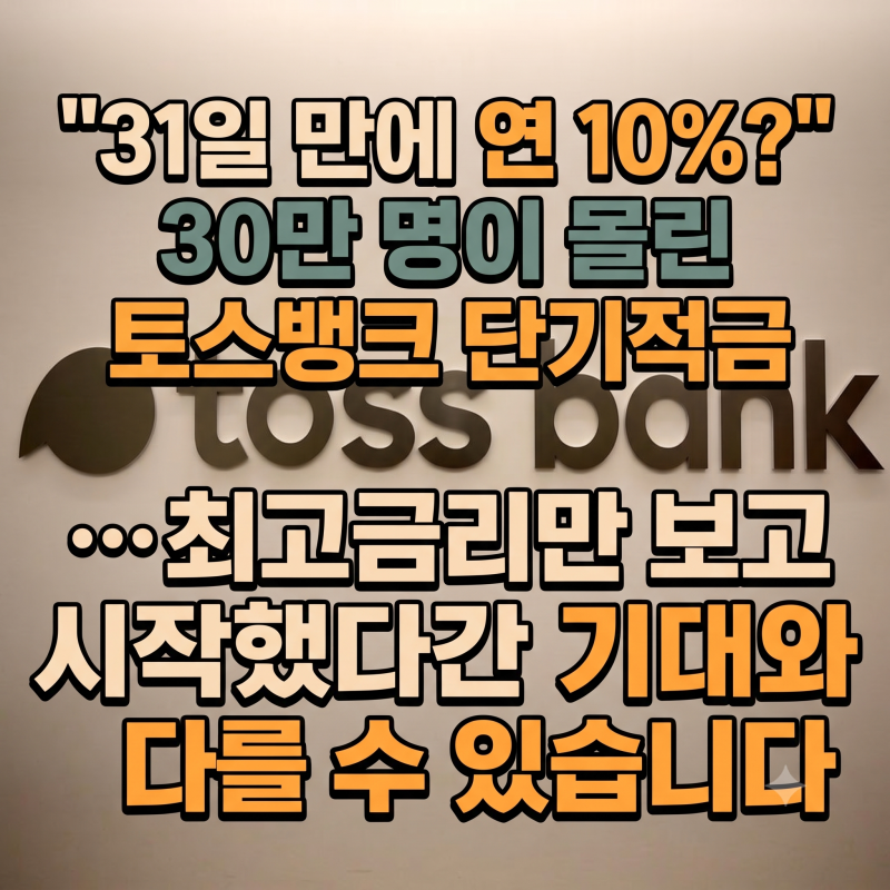 "31일 만에 연 10%?" 30만 명이 몰린 토스뱅크 단기적금…최고금리만 보고 시작했다간 기대와 ....
