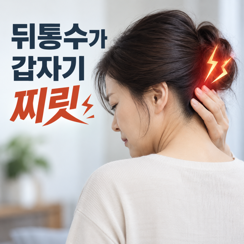 뒤통수 한쪽이 찌릿하고 전기가 오는 느낌, 후두신경통일까요?