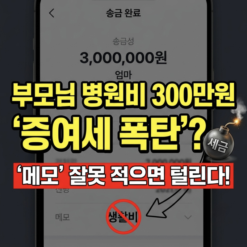 부모님께 병원비 300만 원 송금… 10년 뒤 '증여세 폭탄' 피하는 메모법
