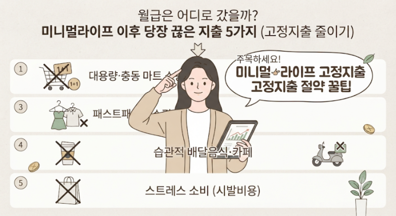 월급은 어디로 갔을까? 미니멀라이프 이후 당장 끊은 지출 5가지 (고정지출 줄이기)