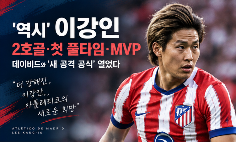 이강인 2호골·첫 풀타임·MVP…‘완벽한 하루’ 만든 아틀레티코