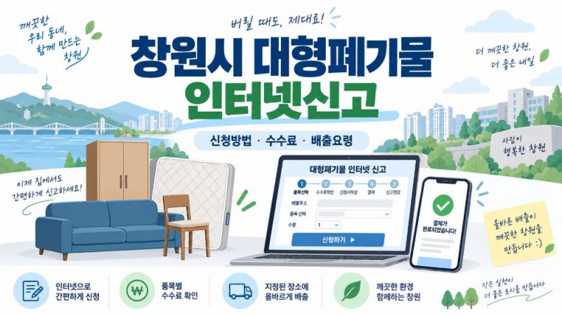 창원시 대형폐기물 인터넷신고 방법과 스티커 발급·수수료·수거 신청 총정리