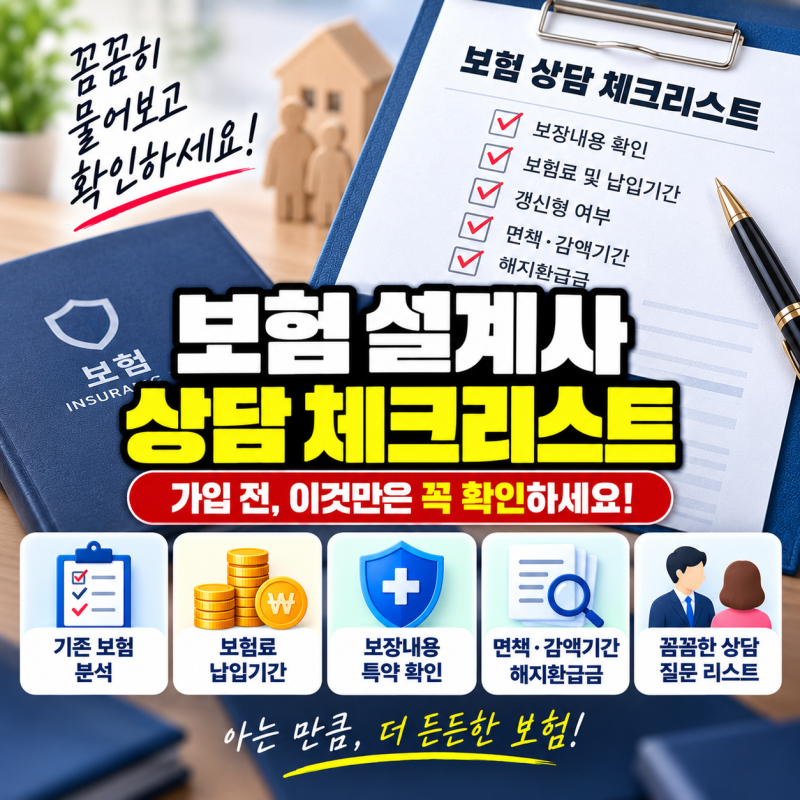 보험 설계사 상담 체크리스트 10가지, 가입 전에 반드시 물어볼 질문