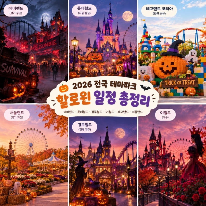 2026 전국 테마파크 할로윈 일정 총정리｜에버랜드·롯데월드·경주월드·이월드·레고랜드