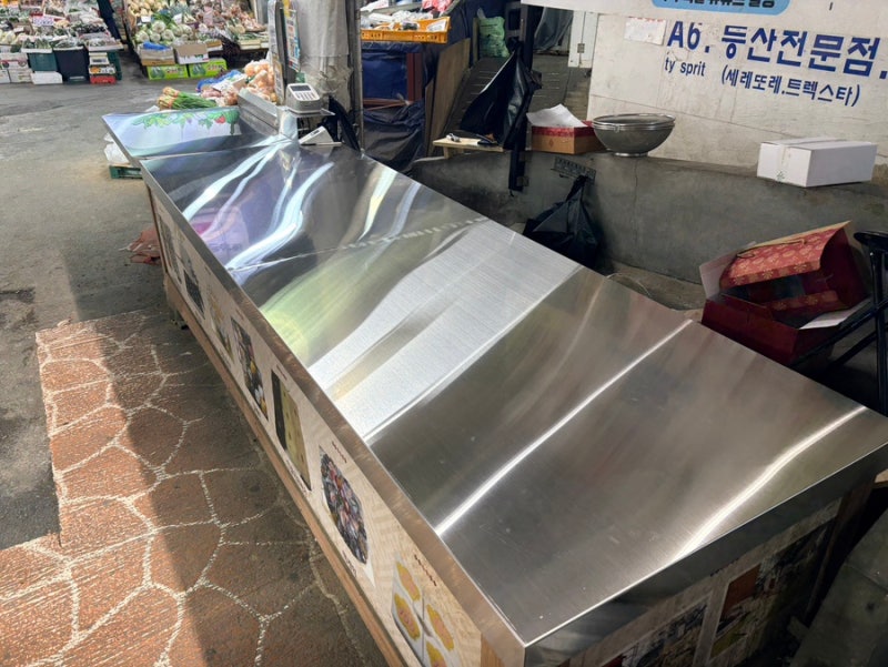 대전 스텐 테이블 상판 맞춤제작｜오래된 테이블 스테인리스 커버 현장 실측·설치