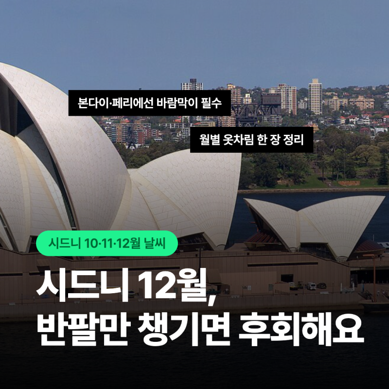 시드니 10월 11월 12월 날씨 여기는 여름이에요~(현지 옷차림 정보!)