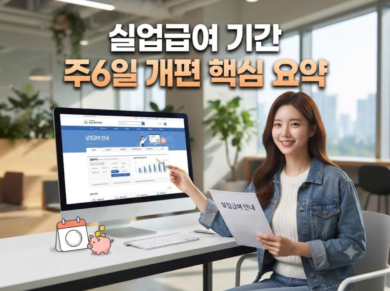 실업급여 주6일로 바뀌면 총액 줄어들까? 2026 수급기간 180일 계산법 5분 정리