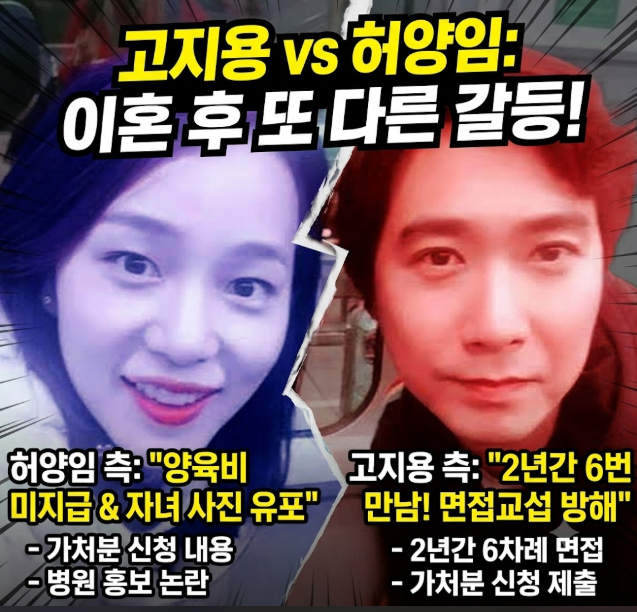 고지용 전처 허양임 상대 법적 대응, 아들 면접교섭·양육비 갈등 무슨 일?
