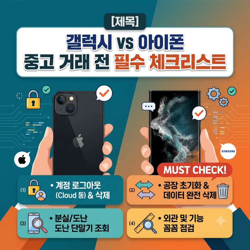 갤럭시 아이폰 중고 거래 전 필수 체크리스트 (계정 삭제, 완벽 초기화, 분실 조회)