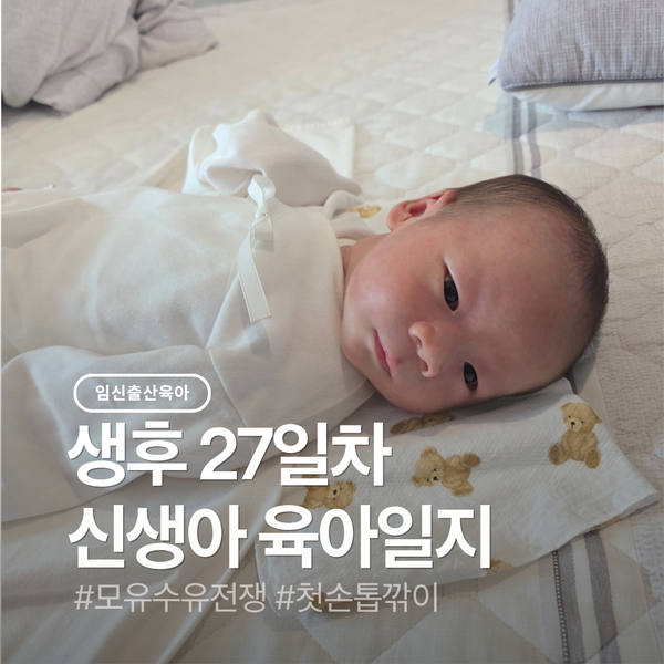 생후 27일차 신생아 육아일지: 모유수유와의 전쟁, 첫 손톱깎이