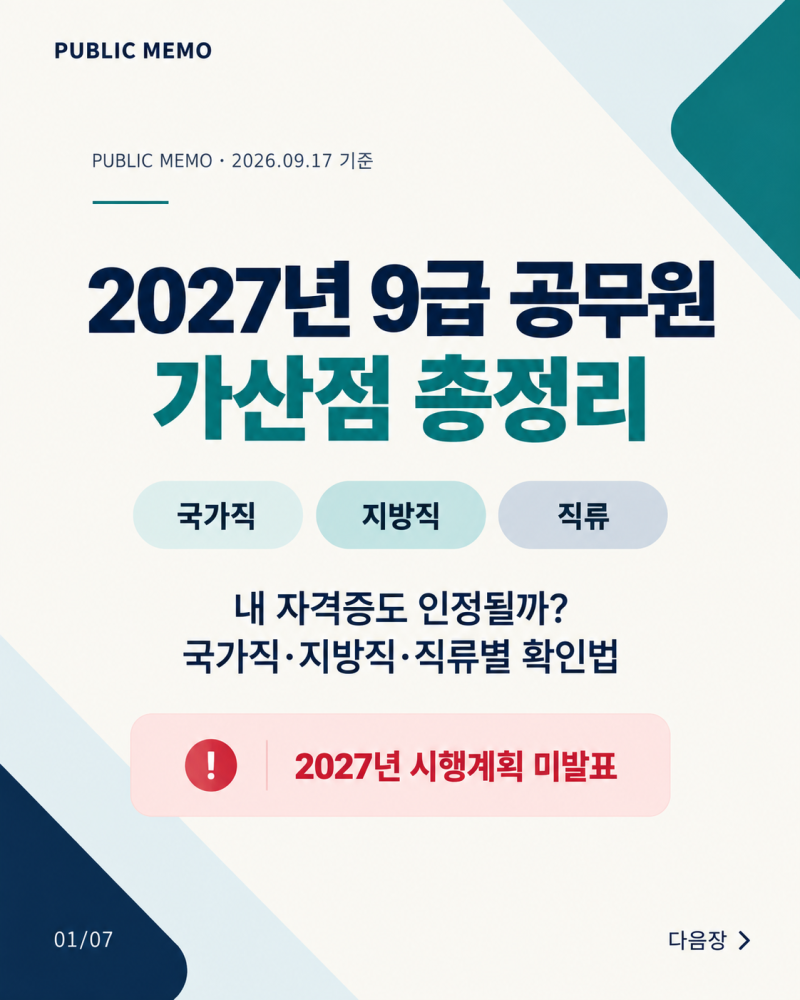 2027년 9급 공무원 가산점 총정리｜직렬별 자격증과 적용 방법