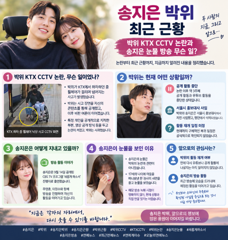 송지은 박위 최근 근황｜박위 KTX CCTV 논란과 송지은 눈물 방송 무슨 일?