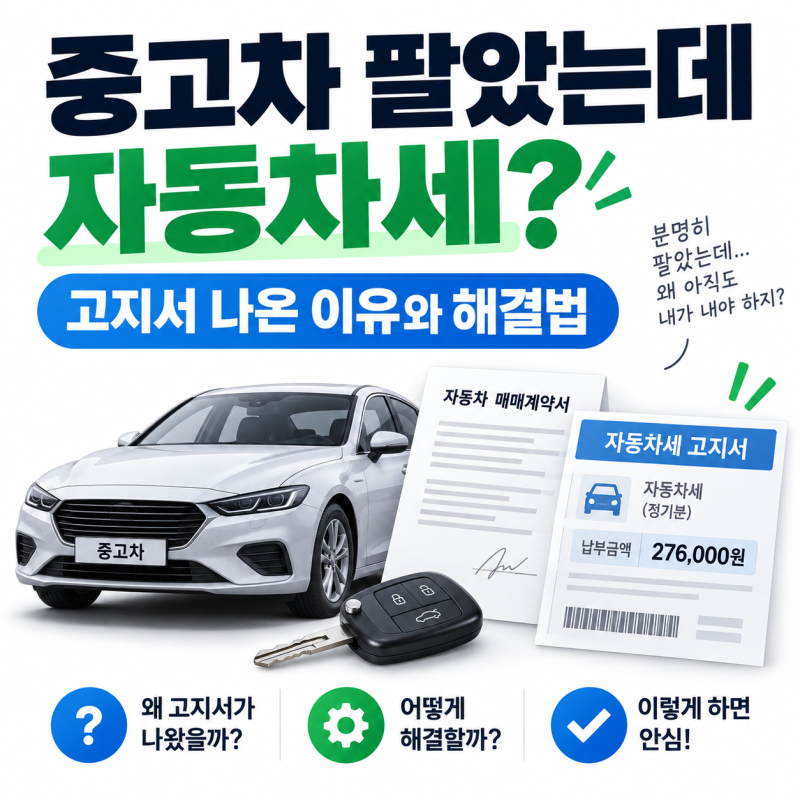 중고차 팔았는데 자동차세 고지서가 나온 이유, 명의이전·일할계산 해결 방법