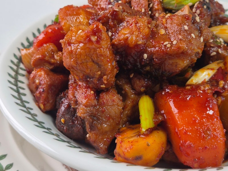 명절음식 백종원 매운 돼지갈비찜 만드는 법 갈비 1kg 레시피