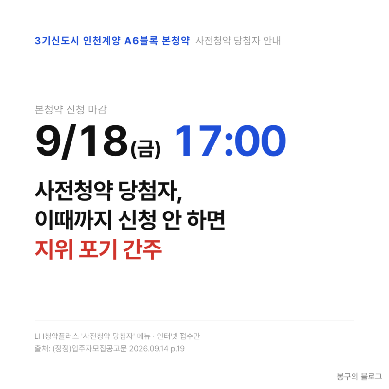 인천계양A6 일반공급 38세대뿐, 미신청 사전청약분이 변수
