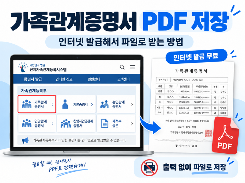 가족관계증명서 PDF 저장｜인터넷 발급해서 파일로 받는 방법