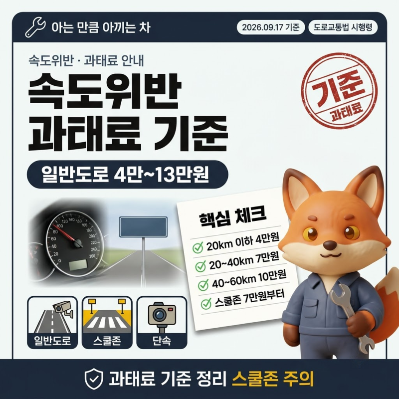 속도위반과태료 일반도로 4만~13만원, 스쿨존은 7만원부터