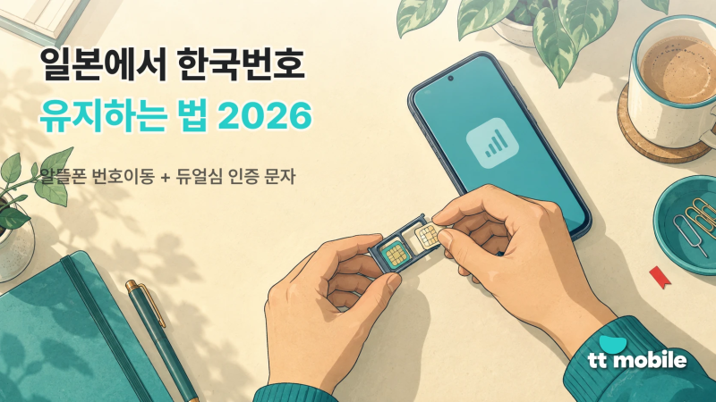 일본에서 한국번호 유지하는 법 2026 — 한국 알뜰폰 번호이동 + 듀얼심으로 인증 문자까지