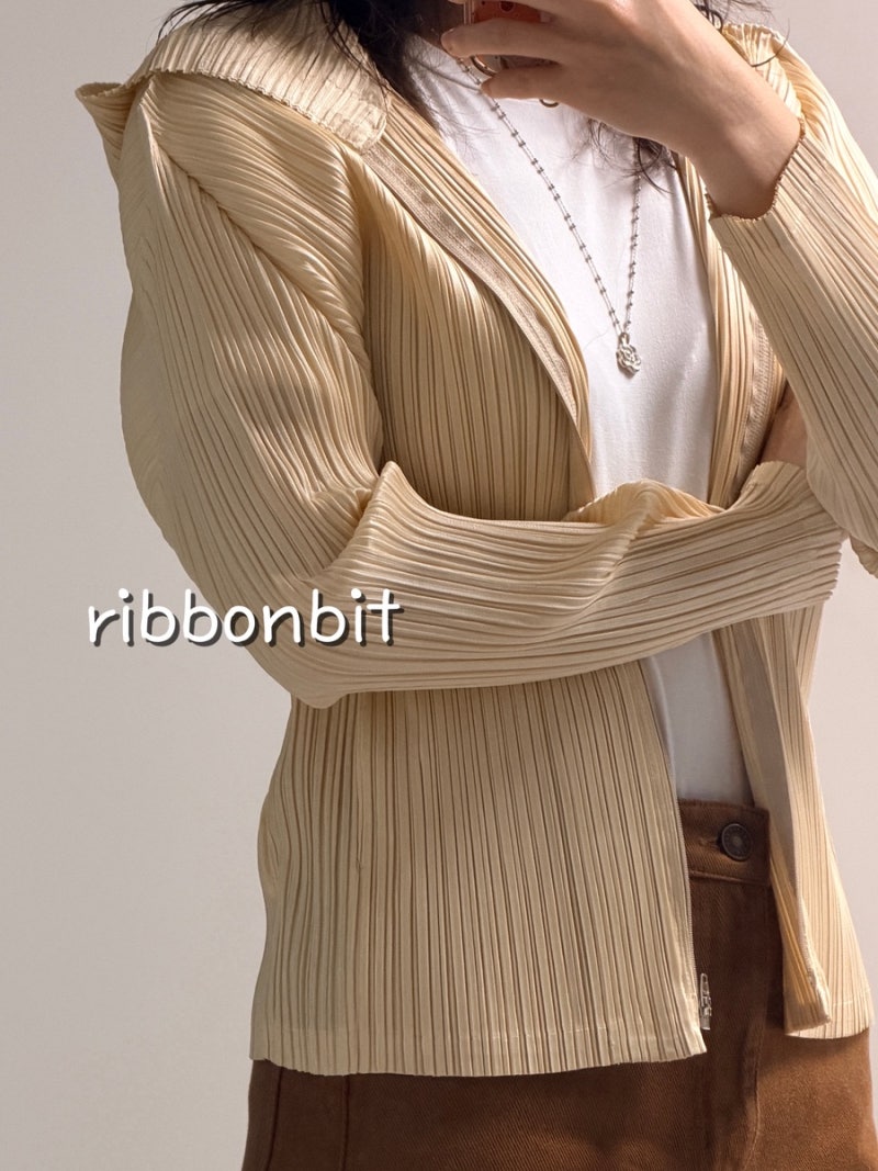 리본빛 ribbonbit 플리츠 후드 집업 추천｜Momo Pleated Zip-up 착용 후기