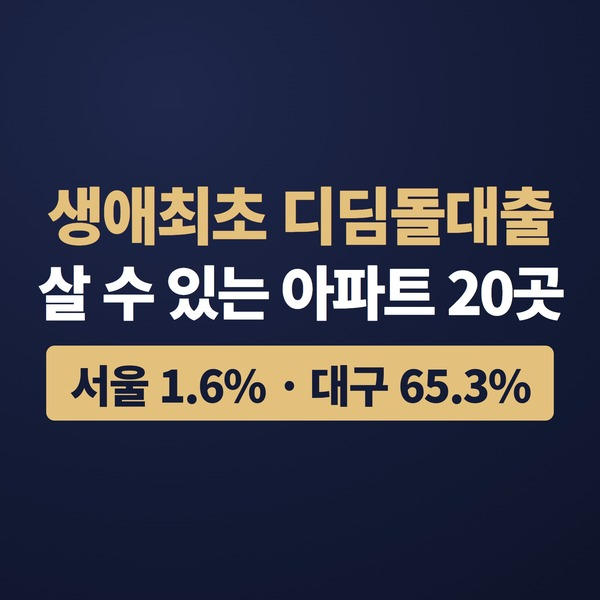 생애최초 디딤돌대출로 살 수 있는 아파트 20곳