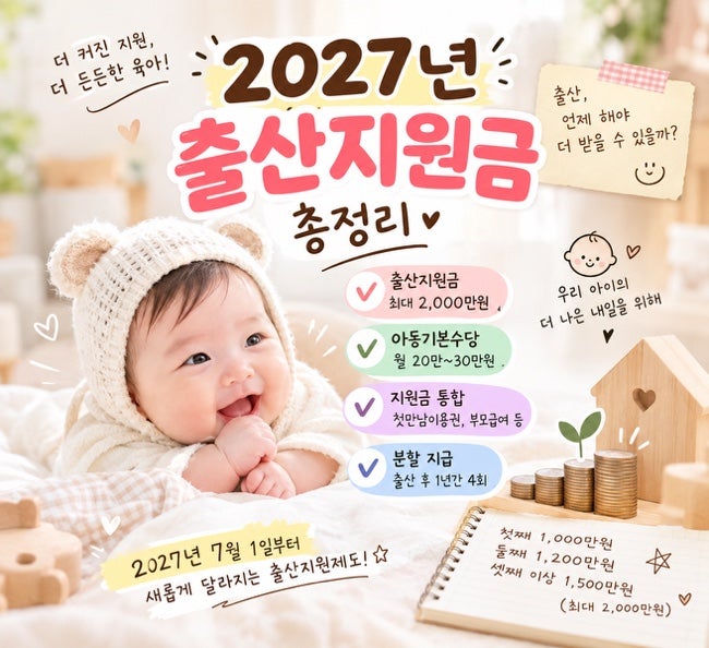 2027년 출산지원금 언제부터 받을까? 27년 6월생 받을 수 있을까?