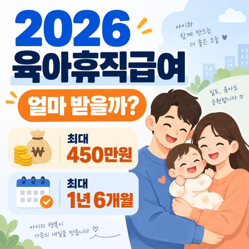 2026 육아휴직급여 최대 450만원·1년 6개월 조건 신청방법 총정리