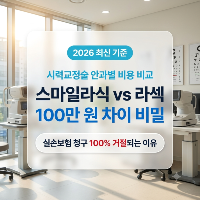 [2026] 스마일라식·라섹 비용 안과별 가격 차이: 시력교정술 실비 청구 불가 이유와 견적 비교....