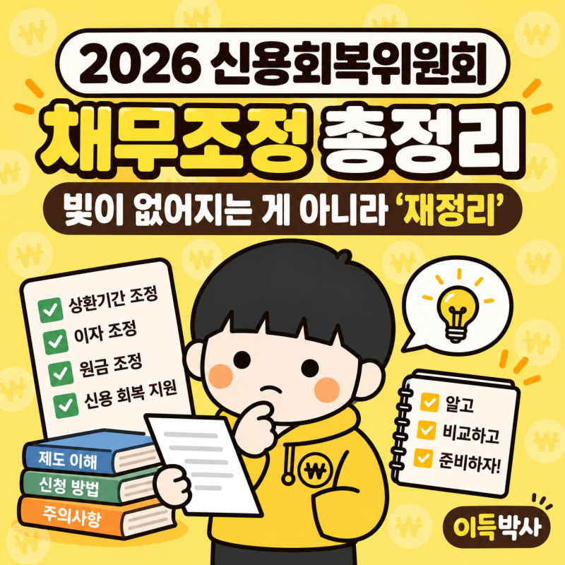 2026 신용회복위원회 채무조정 총정리 | 빚을 「없애 주는」 게 아니라 「다시 짜 주는」 제도....