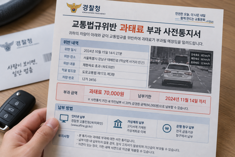 “범칙금으로 내면 벌점까지?” 자동차 과태료 범칙금 차이, 조회 납부 방법 총정리