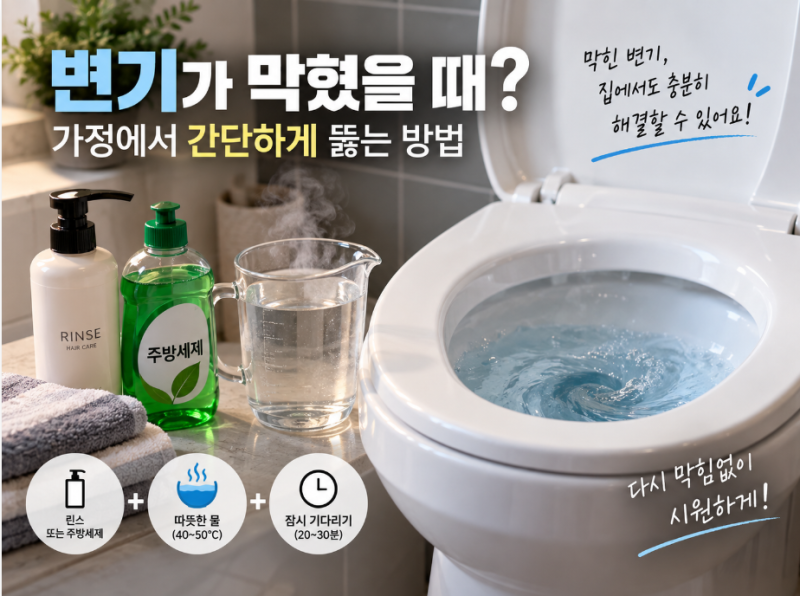 변기가 막혔을 때? 가정에서 간단하게 뚫는 방법