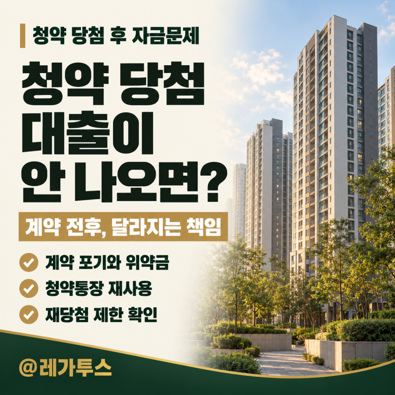 청약 당첨됐는데 대출이 안 나오면? 계약 포기·청약통장·재당첨 제한