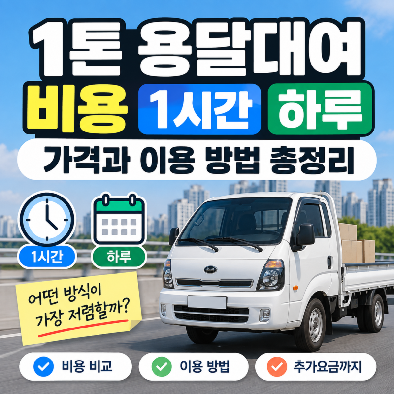 1톤 용달대여 비용 1시간 하루 가격과 이용 방법 총정리