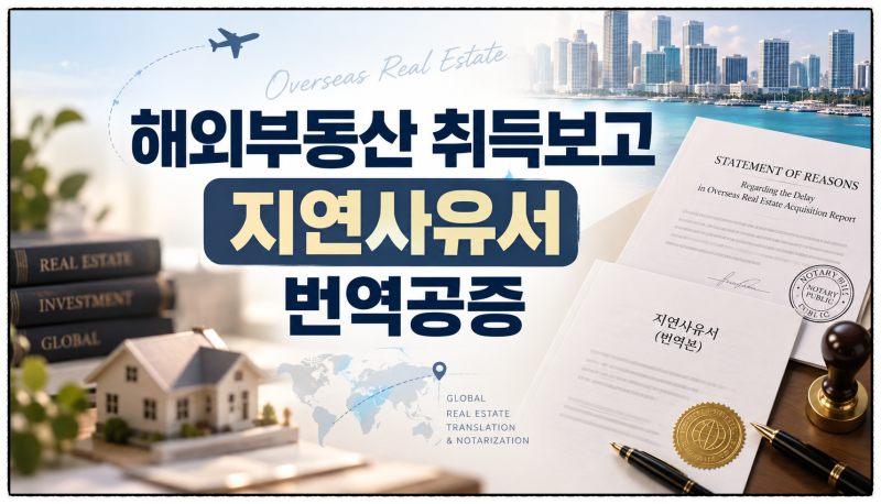 해외 부동산 취득 보고 영문 지연사유서 번역공증 후 거래외국환은행 제출